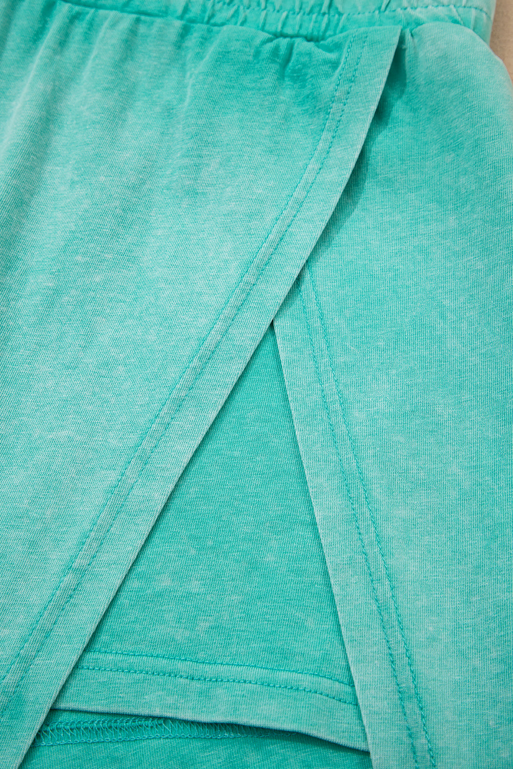 Mint Green 2 Pieces Mineral Wash Cotton Tank Top Lined Split Skirt Set