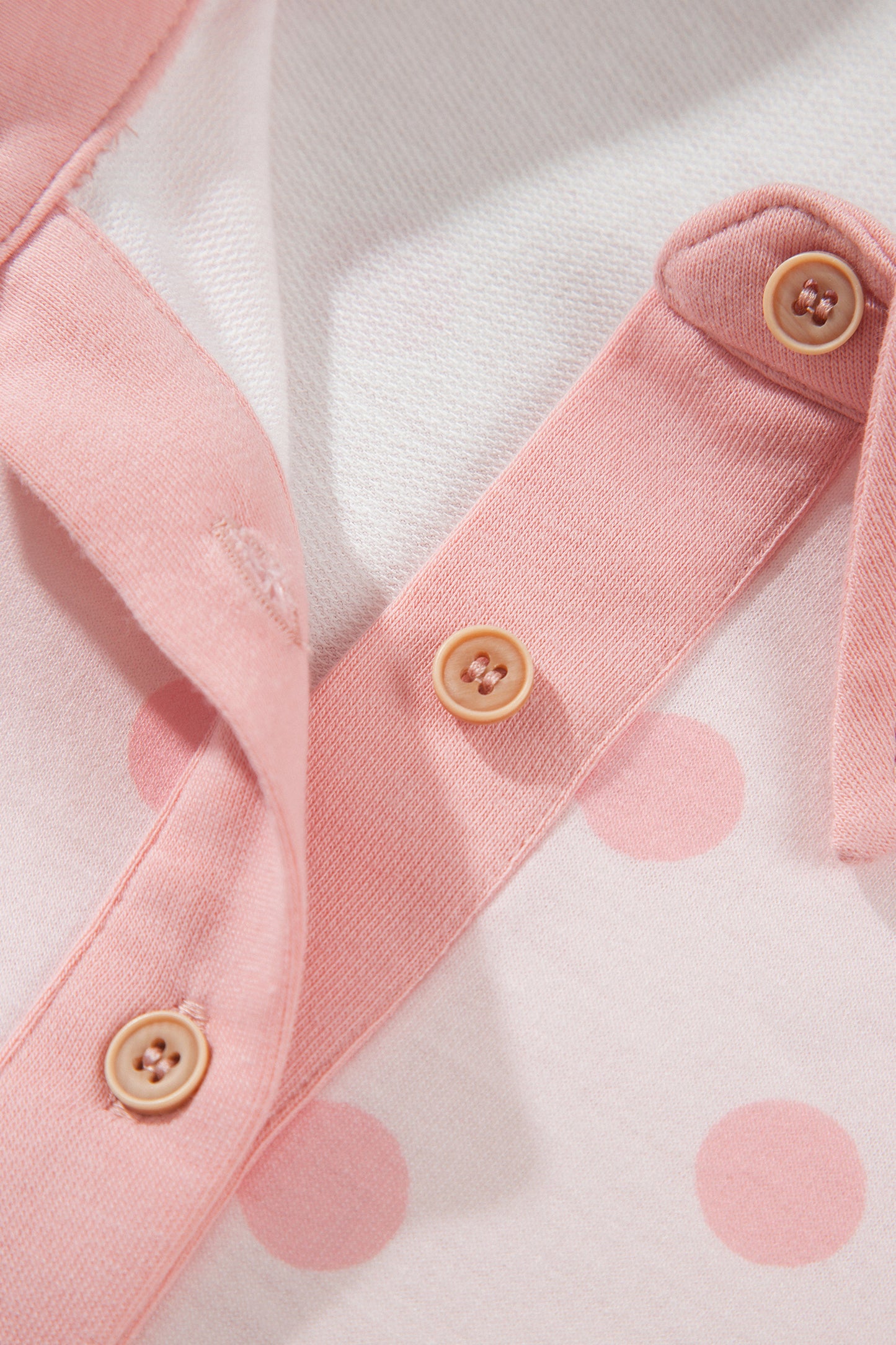 Pink Polka Dot Drop Shoulder Polo Loose Pullover Patch Pocket Casual Shorts Set