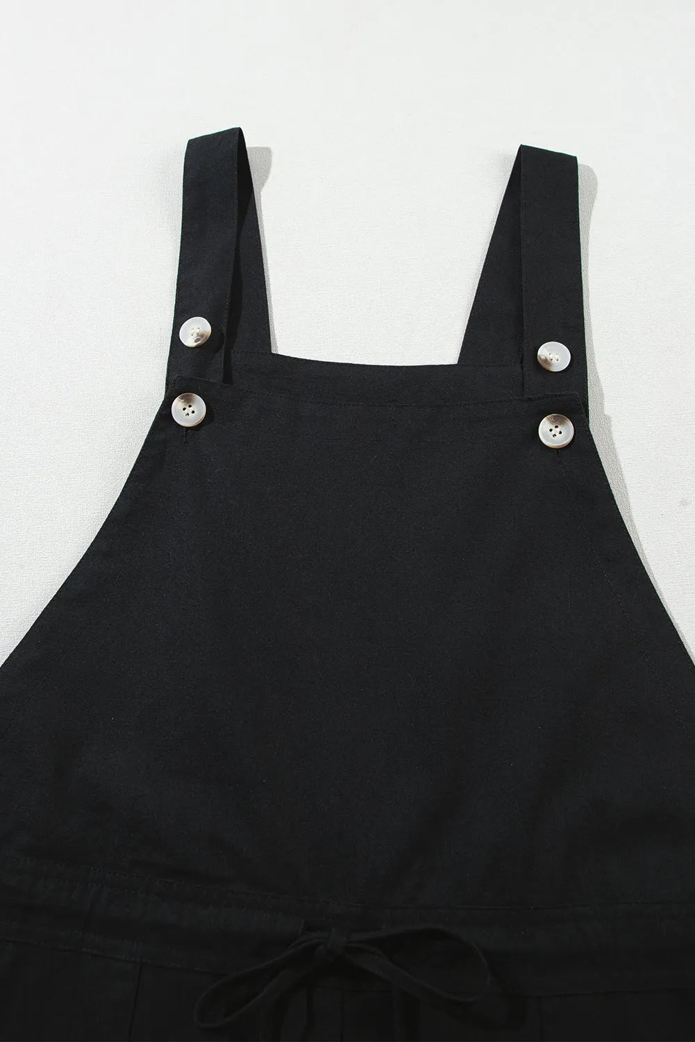 Black Drawstring Buttoned Straps Cropped Overall - Chic Meadow Boutique 