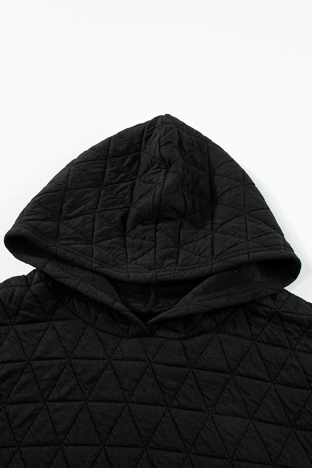 Black Solid Color Quilted Kangaroo Pocket Hoodie - Chic Meadow Boutique 