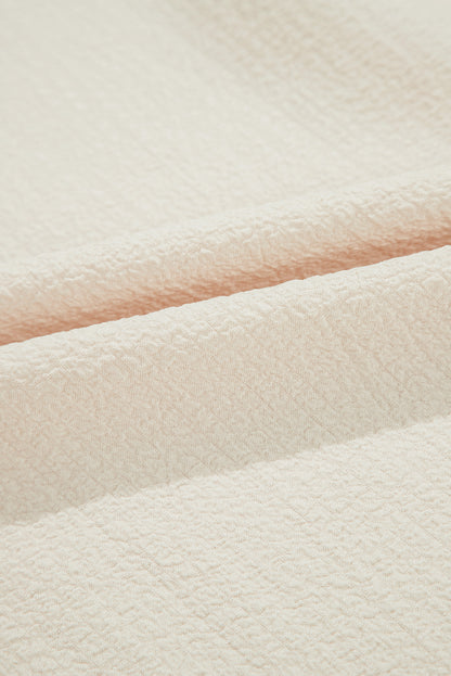 Beige Textured Bow Knot Frilled Butterfly Sleeve Blouse