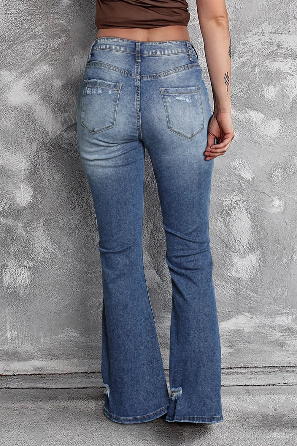 Blue Distressed Flare Jeans - Chic Meadow Boutique 