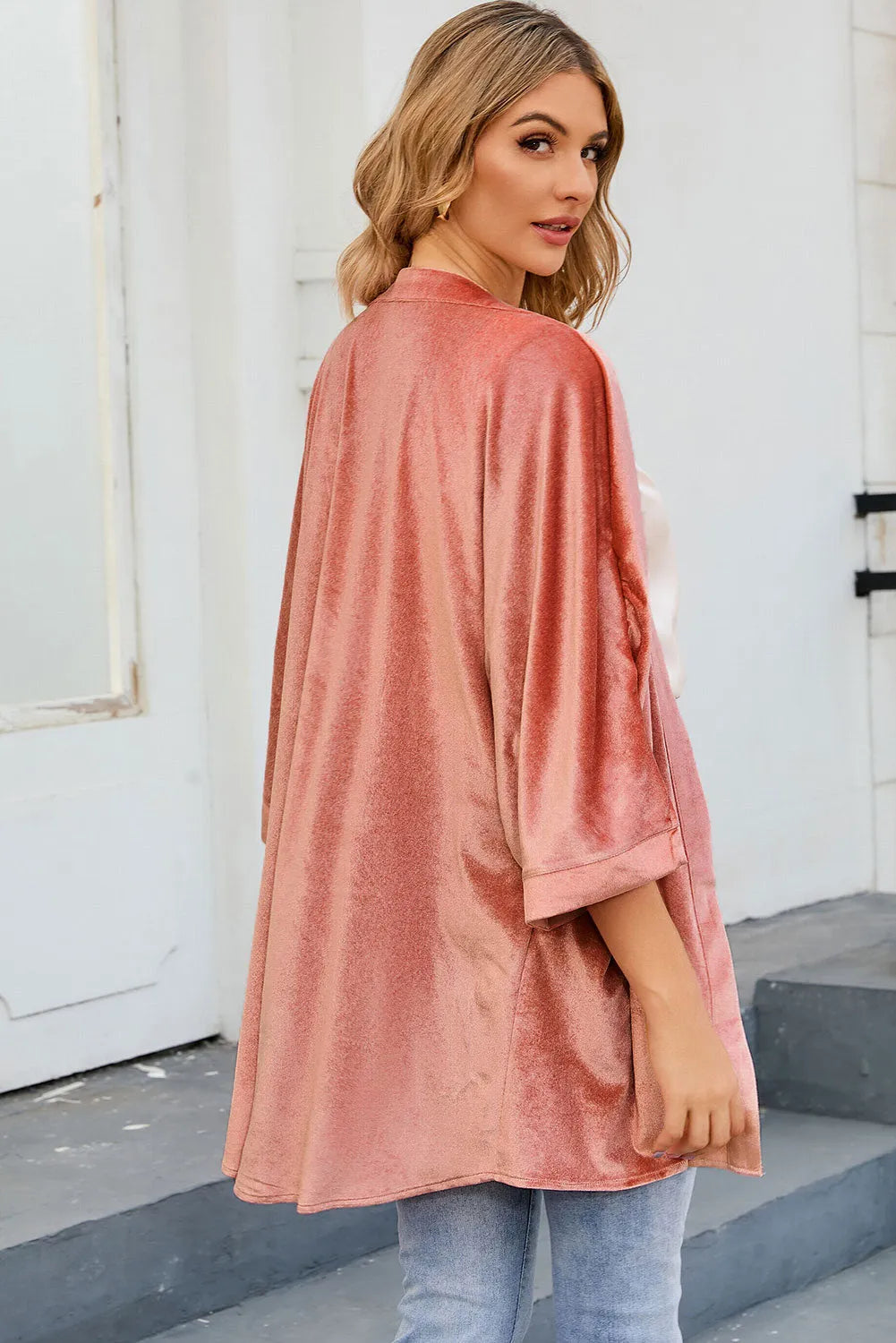 Pink Retro Velvet Wide Sleeves Cardigan - Chic Meadow Boutique 