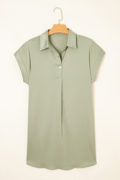 Laurel Green Buttoned Collar Shift T-shirt Mini Dress