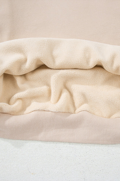 Apricot Oversize Drop Shoulder Reversible Mock Neck Sweatshirt