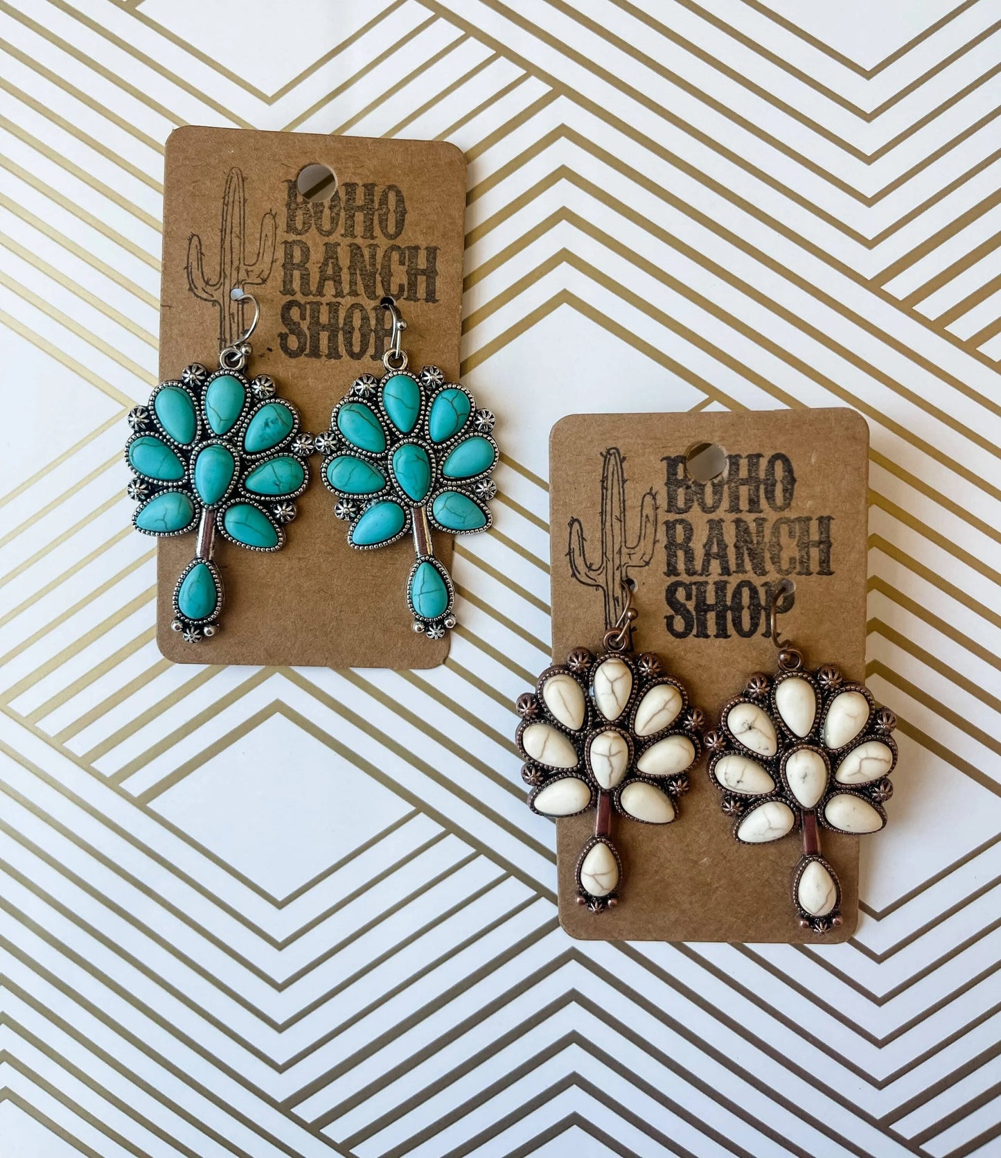 Squash Blossom Western Stone Stud Earrings - Chic Meadow Boutique 