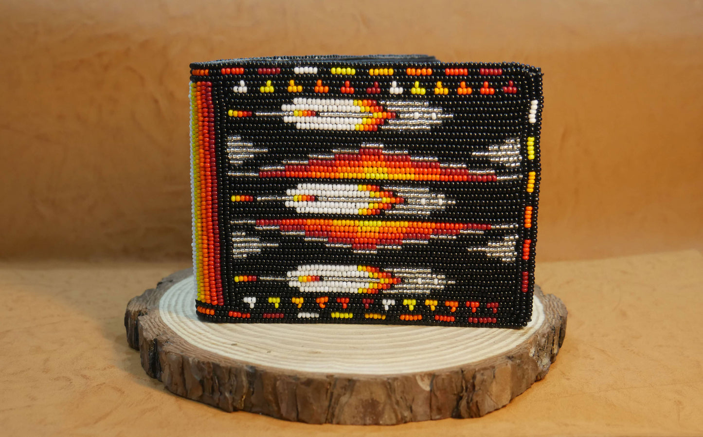 Black Handmade Beaded Bifold Wallet Gift of Men Gift for her