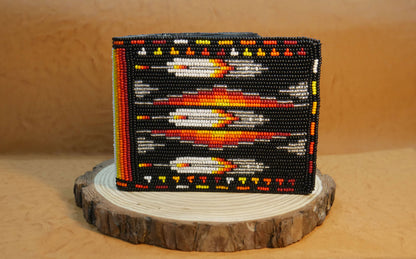 Black Handmade Beaded Bifold Wallet Gift of Men Gift for her