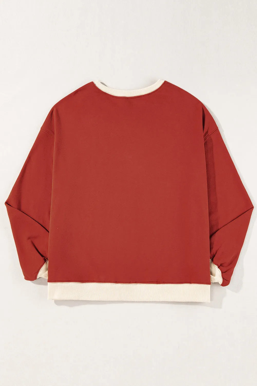 Red Clay Color Block Patch Drop Shoulder Oversized Sweatshirt - Chic Meadow Boutique 