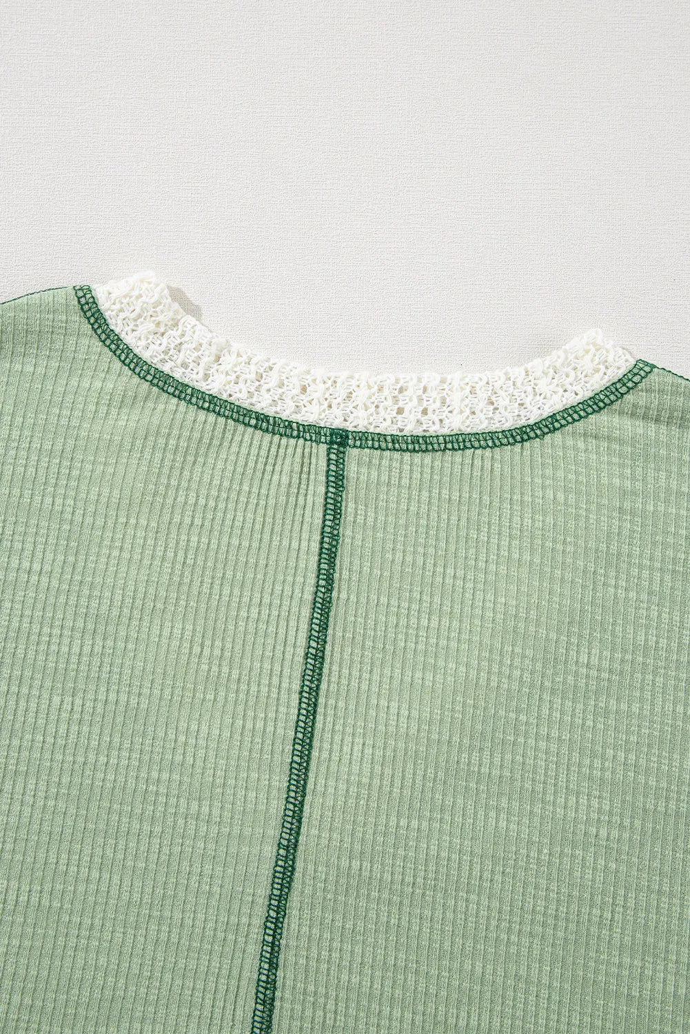 Grass Green Crochet Detail Exposed Seam High Low Loose Top - Chic Meadow Boutique 