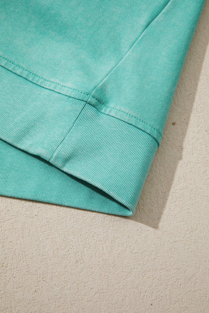 Mint Green Mineral Wash V Neck Tee Matching Skort Set