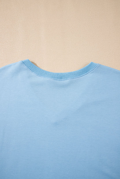 Myosotis V Neck Drop Shoulder Tee and Patchwork Drawstring Shorts Set