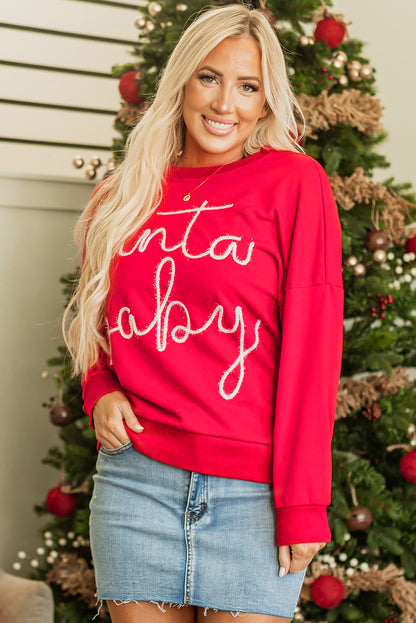 Fiery Red Christmas Santa Baby Tinsel Graphic Sweatshirt