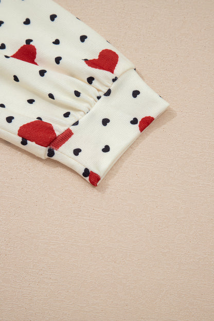 Beige Flower Heart Festive Valentine Blouse