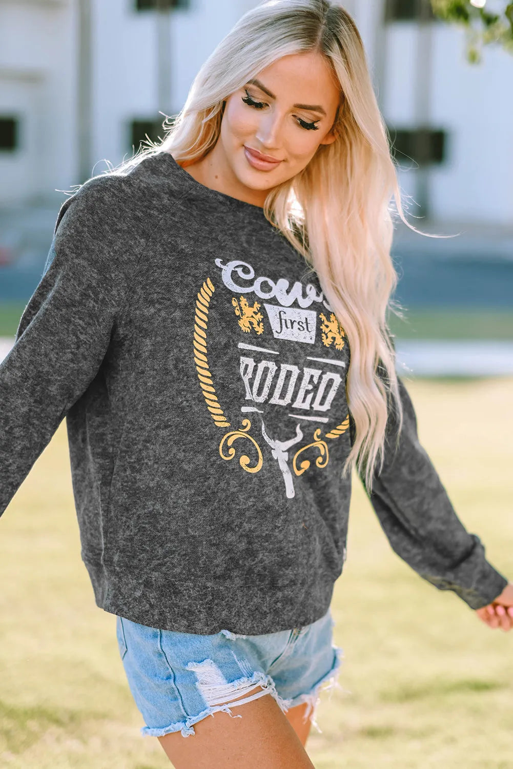 Gray Coors Banquet RODEO Graphic Mineral Washed Sweatshirt - Chic Meadow Boutique 