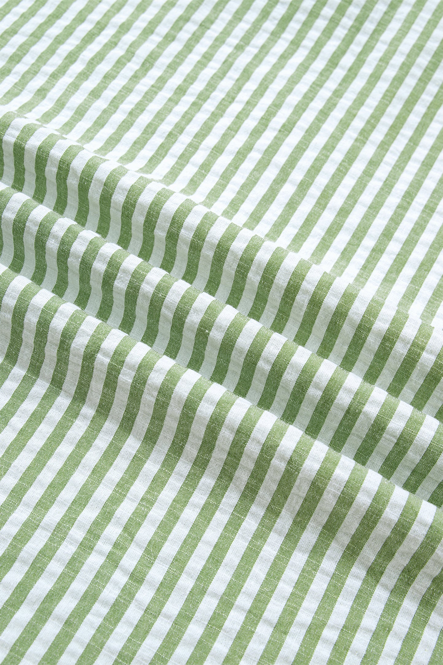 Green Stripe Shirt Collar Half Sleeve Blouse