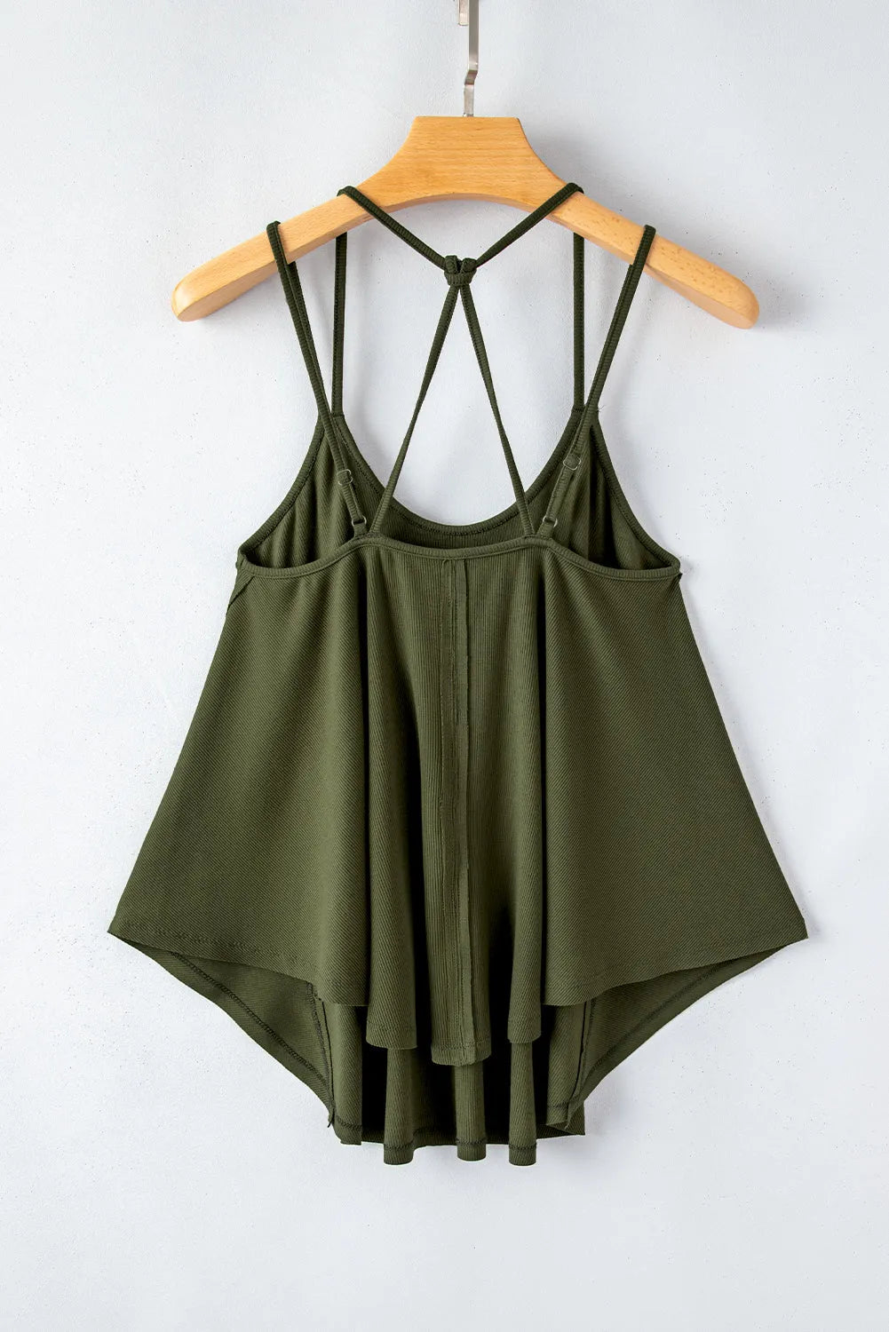 Jungle Green Exposed Seam Detail Double Straps Tank Top - Chic Meadow Boutique 