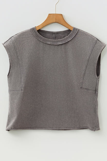 Medium Grey Mineral Wash Boxy Fit Cotton Tank Top