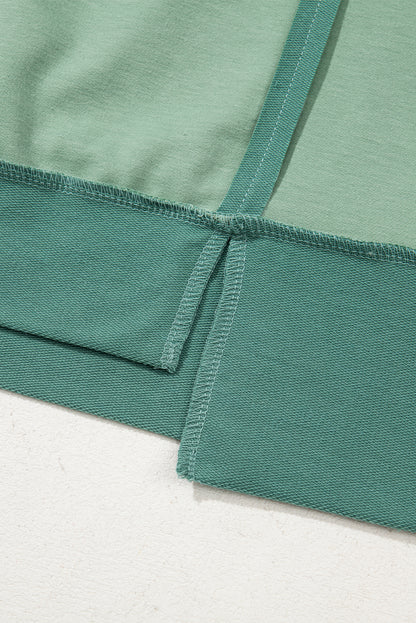 Smoke Green Half Sleeve Raw Seam High Low Side Split Top