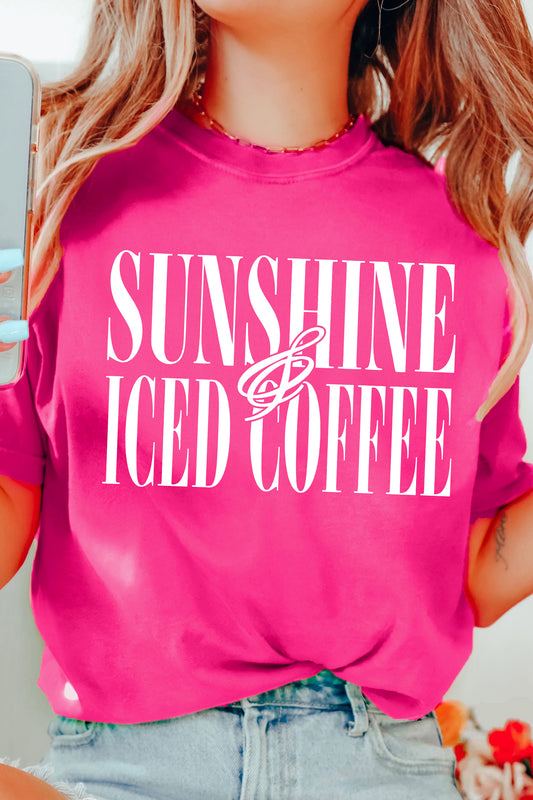Rose Red SUNSHINE ICED COFFEE Casual Summer T Shirt