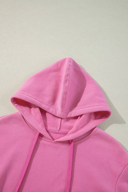 Bonbon Solid Color Fleece Lined Drawstring Hoodie with Pocket - Chic Meadow Boutique 