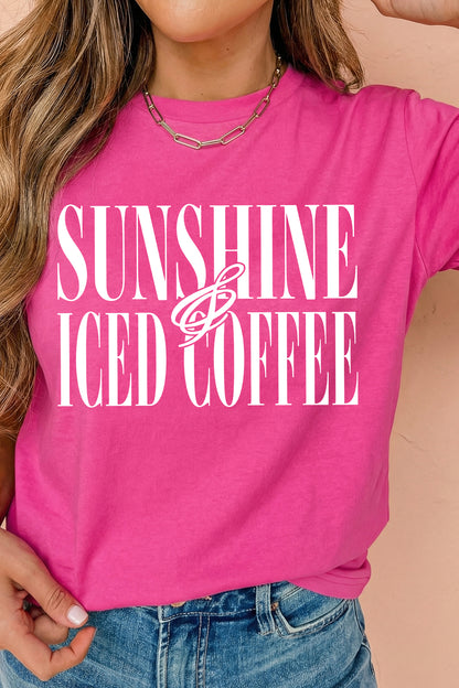 Rose Red SUNSHINE ICED COFFEE Casual Summer T Shirt
