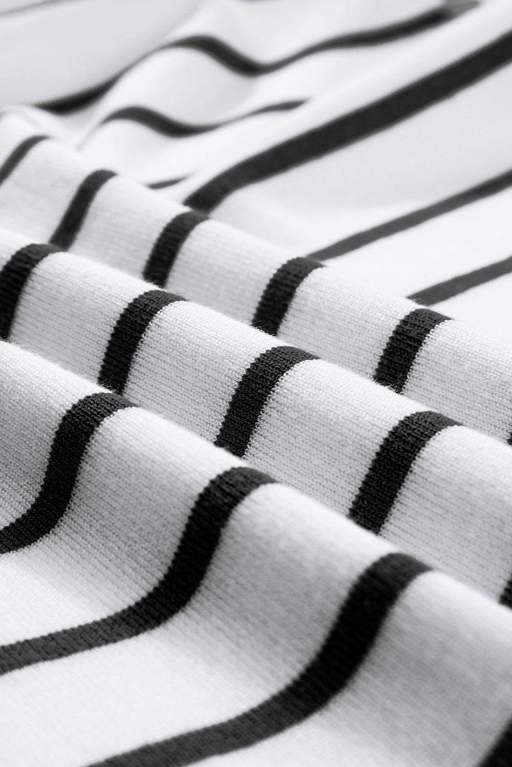 White Stripe Knitted Bat Sleeve T Shirt