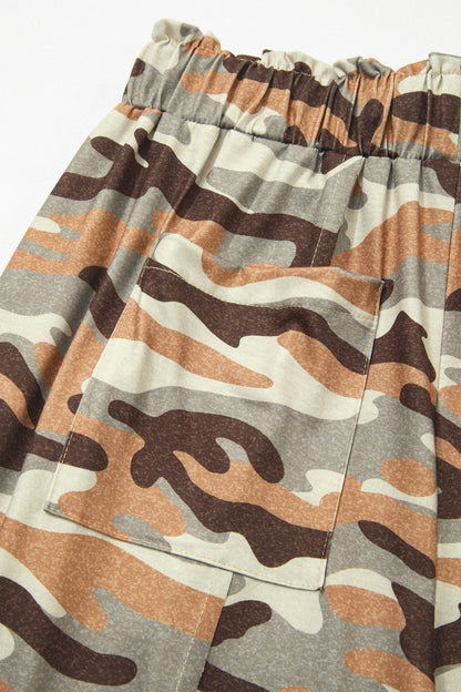 Green Camouflage Printed Drawstring Elastic Waist Jogger Pants