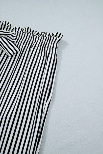 Black Stripe Plus Size Loose Straight Casual Pants