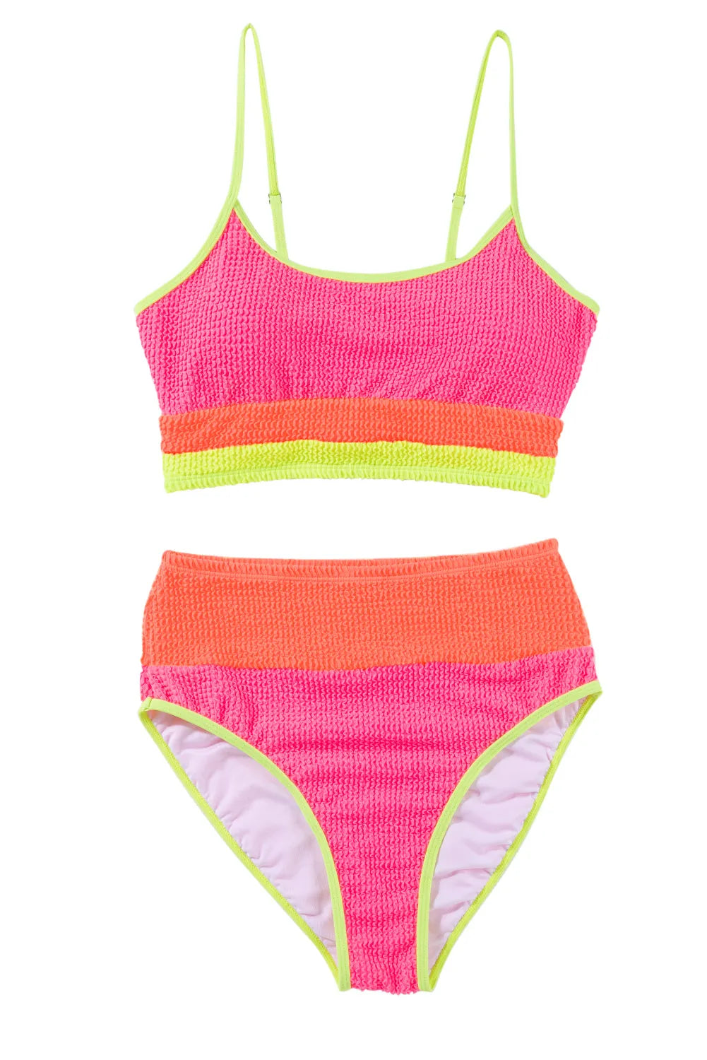 Bonbon Color Block High Waisted Sexy Bikini Set - Chic Meadow Boutique 