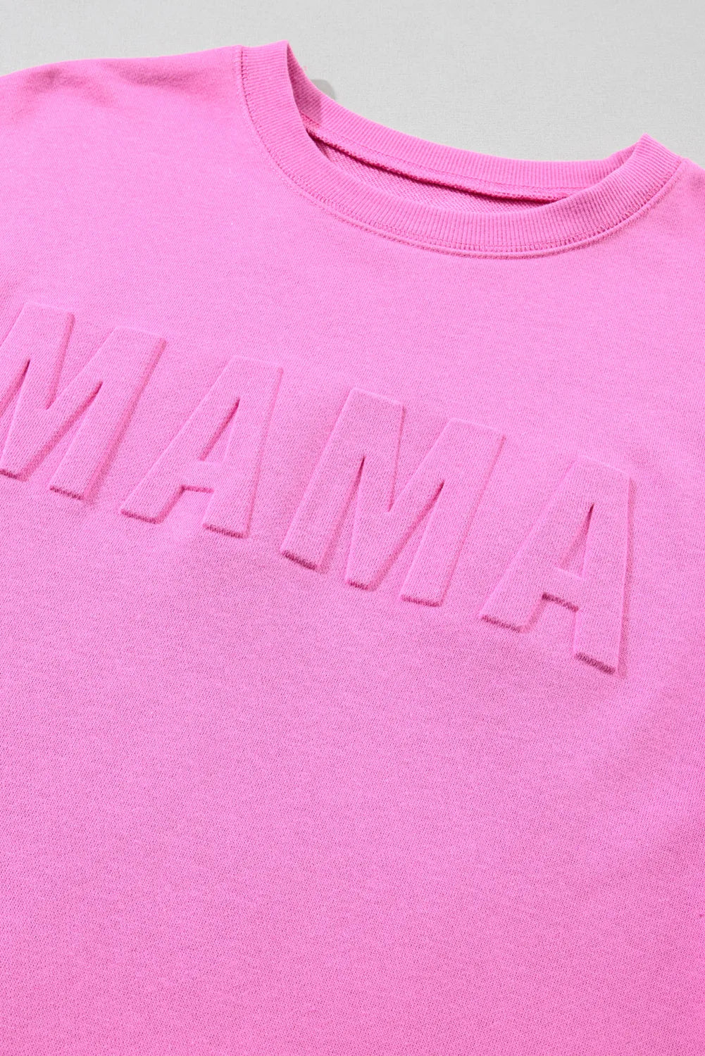 Bright Pink MAMA Letter Embossed Casual Sweatshirt - Chic Meadow Boutique 