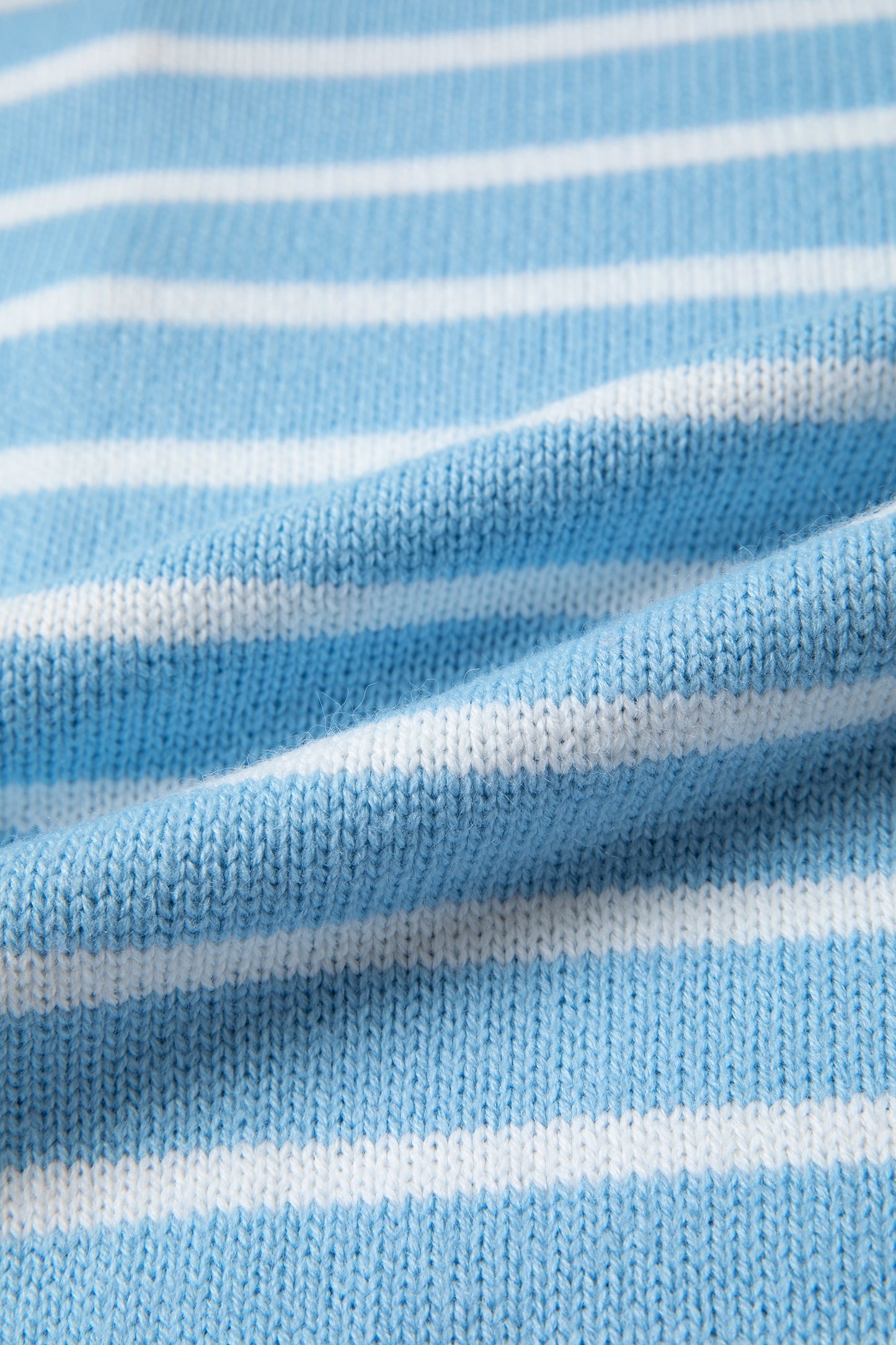 Sky Blue Stripe Striped Long Sleeve Round Neck Casual Open Front Cardigan