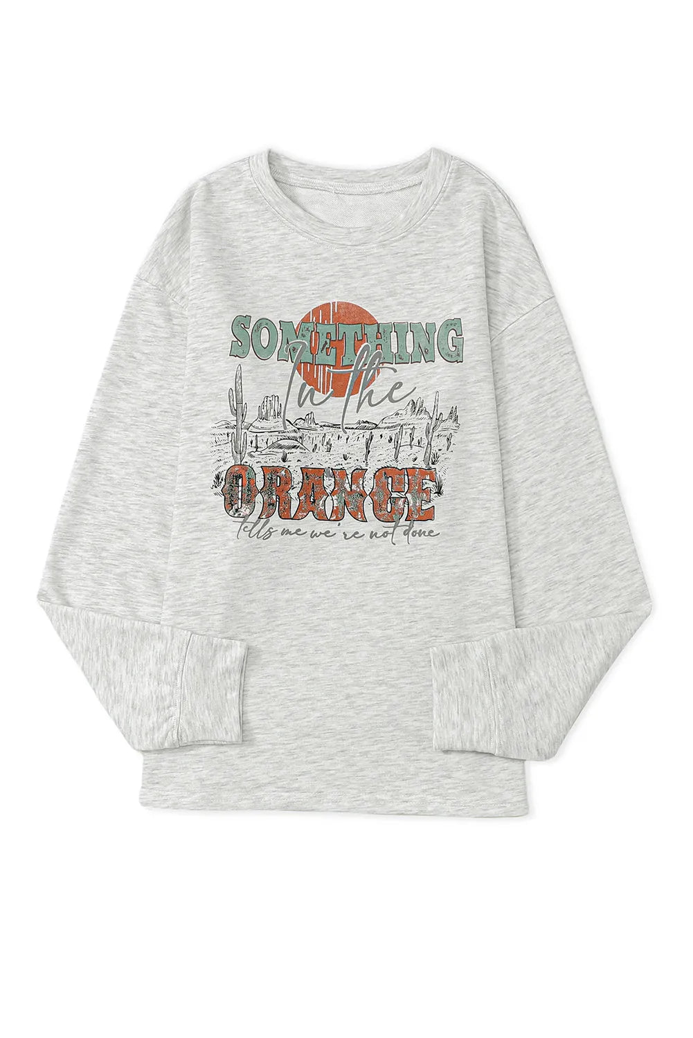 Gray SOMETHING ORANGE Graphic Relaxed Sweatshirt - Chic Meadow Boutique 