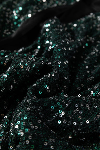 Evergreen Glitter Sequin Open Front Long Sleeve Top