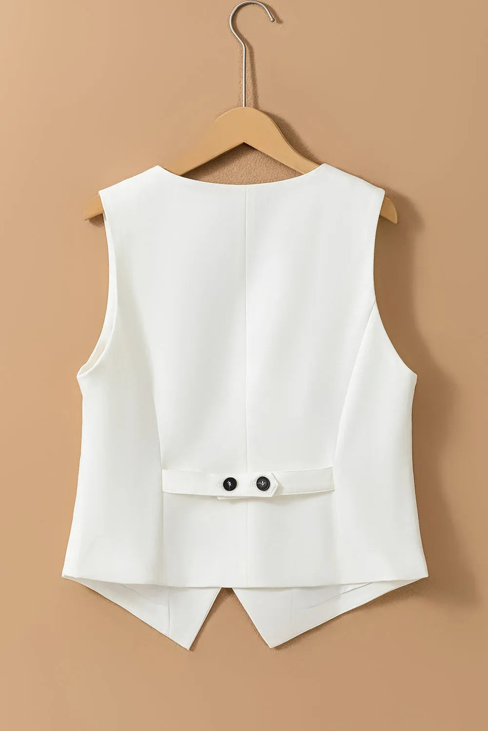 White Solid Color Button up V Neck Suit Vest - Chic Meadow Boutique 