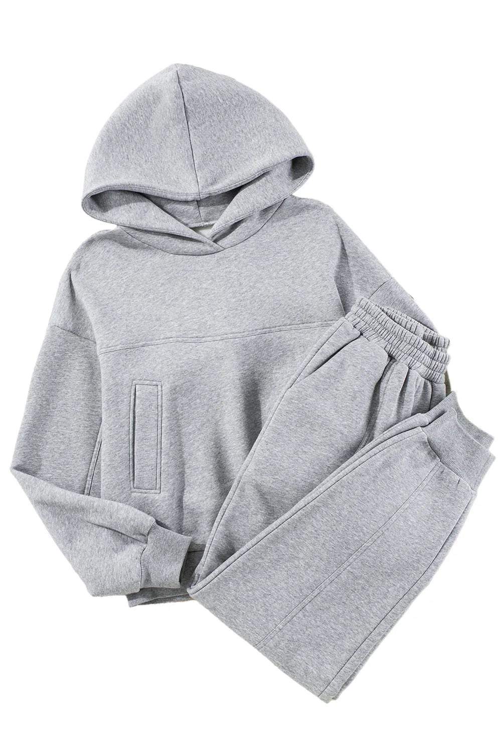 Gray Solid Exposed Seams Hoodie and Joggers Activewear Set - Chic Meadow Boutique 