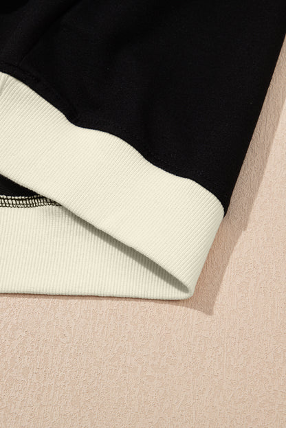 Black Colorblock Edge Drop Shoulder T Shirt and Skort 2Pcs Set