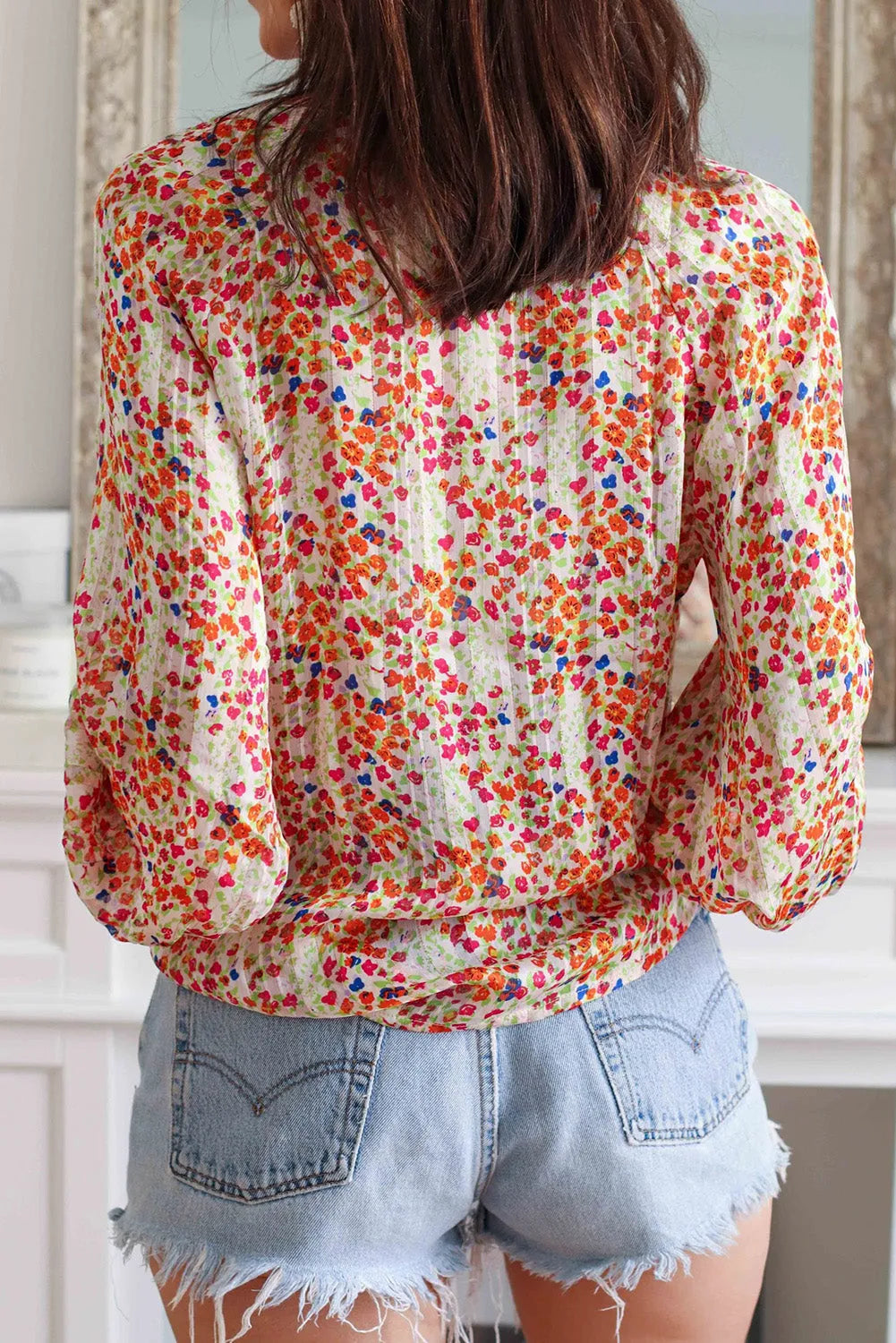 Multicolor Boho Floral Print Button Front Shirt - Chic Meadow Boutique 