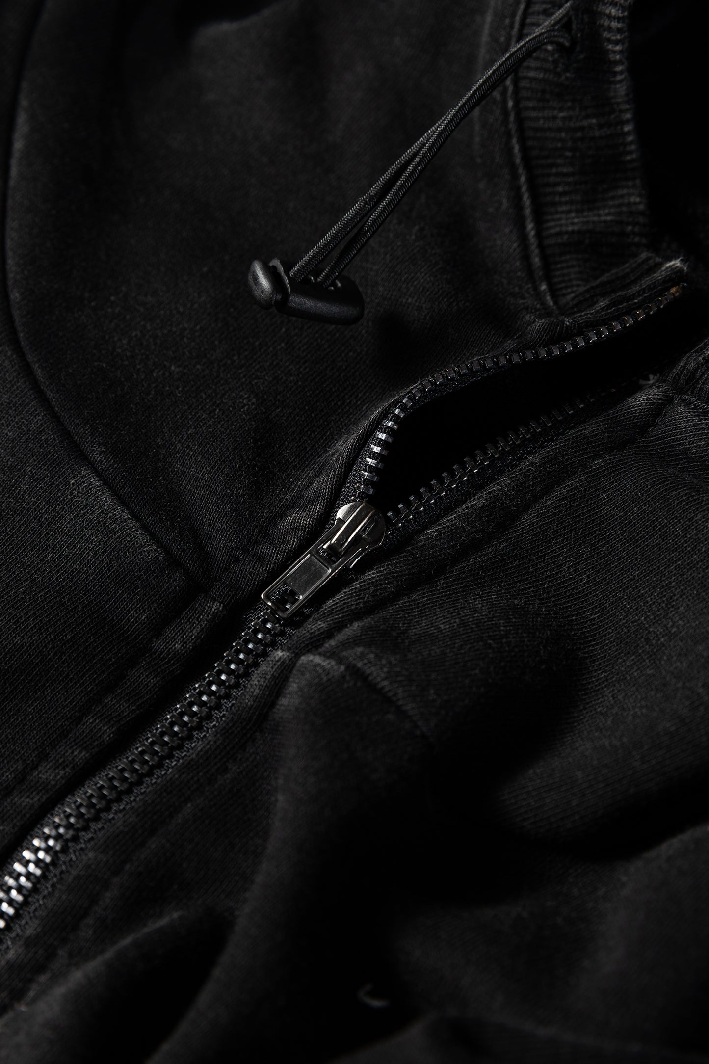 Black Half Zip Kangaroo Pocket Mineral Wash Baggy Hoodie