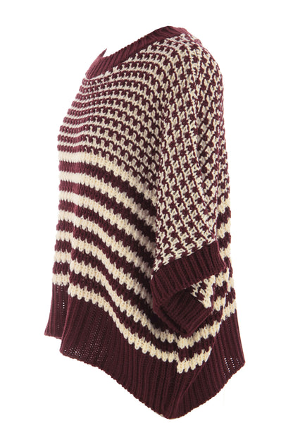 Red 3/4 Draped Sleeve Slouchy Sweater