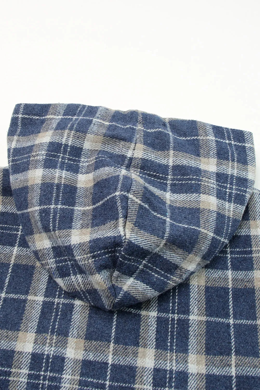 Blue Plaid Pattern Sherpa Lined Hooded Shacket - Chic Meadow Boutique 