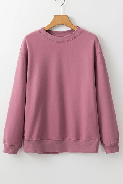 Valerian Plain Drop Shoulder Crewneck Pullover Sweatshirt - Chic Meadow Boutique 