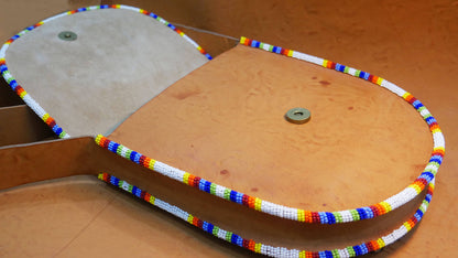 White Handmade Beaded Leather Crossbody bag , Shoulder Bag
