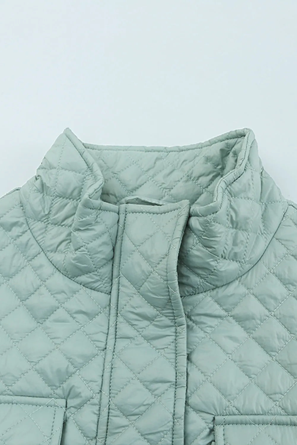 Green Quilted Pocketed Zip-up Cropped Jacket - Chic Meadow Boutique 