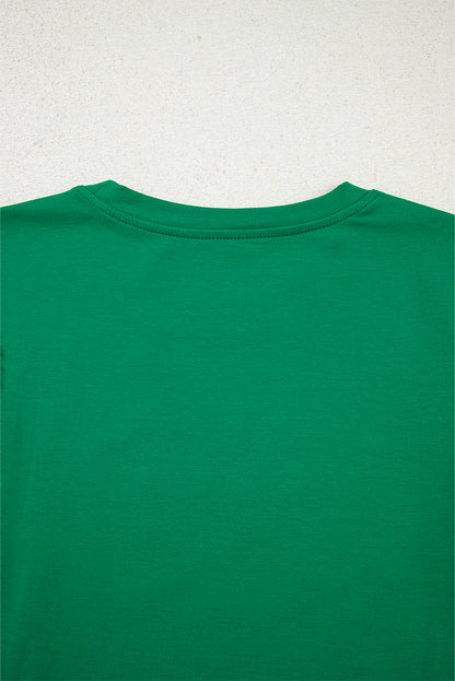 Dark Green Tulle Ruffle Sleeve Blouse