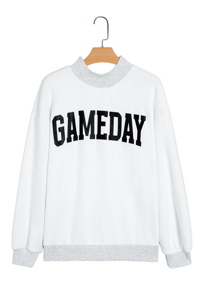 Light Grey High Neck GAMEDAY/ FOOTBALL Double Side Printed Reversible Sweatshirt