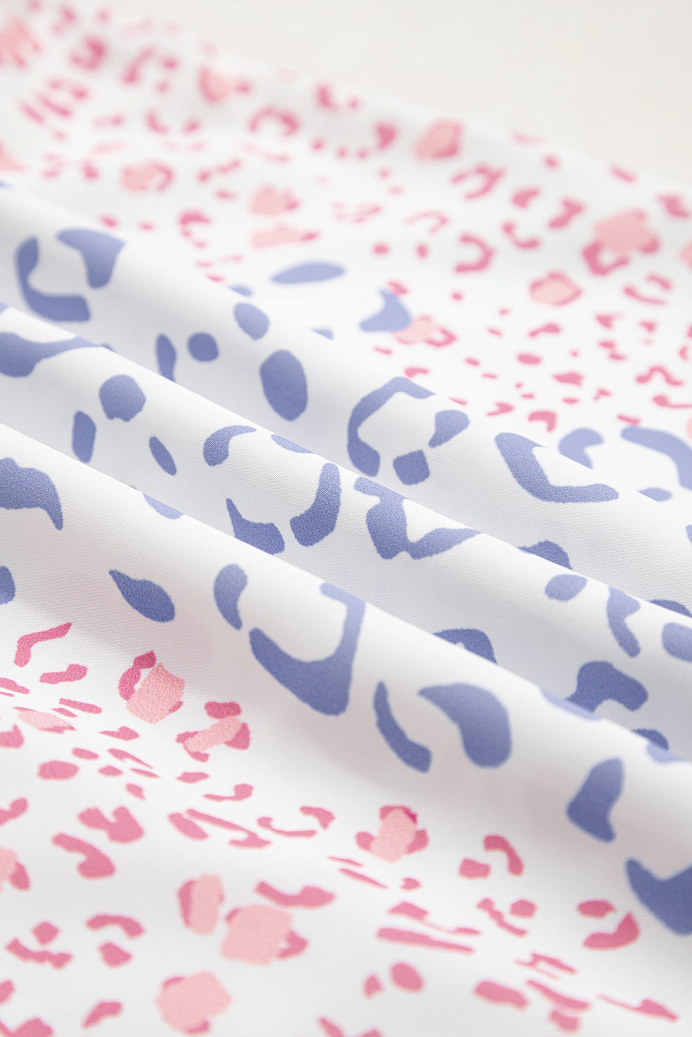 Pink Mixed Leopard Print V Neck Short Sleeve Blouse