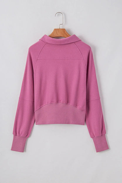 Valerian Quarter Zip Stand Neck Kangaroo Pocket Sweatshirt - Chic Meadow Boutique 