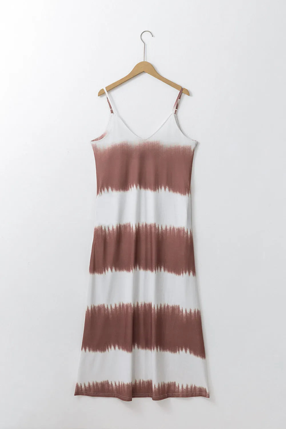 White Stripe Striped Tie Dye Spaghetti Strap Maxi Dress - Chic Meadow Boutique 