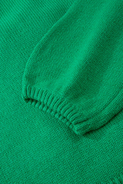 Bright Green Festive Bow Backless Bubble Sleeve Sweater